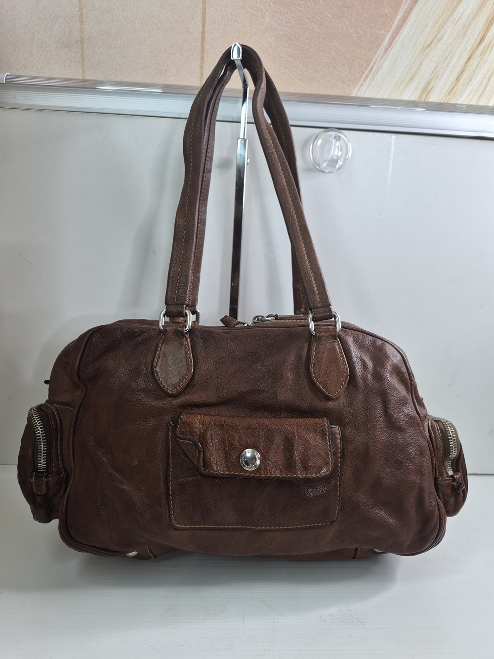 Prada Cargo Brown Leather Shoulder Bag - Picture 2 of 12